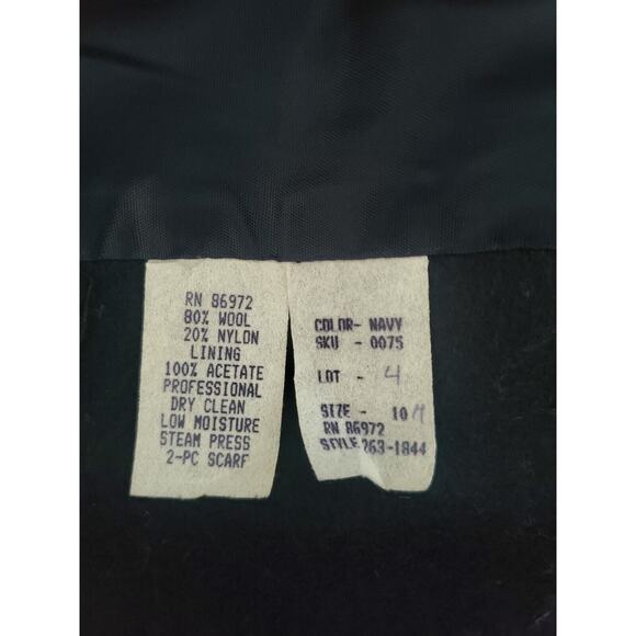 Vintage Spencer Douglas Navy Blue Double-Breasted Gold Button Wool Coat 10 or M - Picture 4 of 4